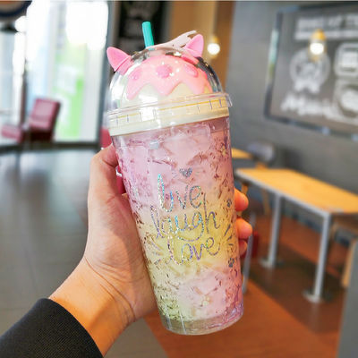 430ml 푸시 뚜?? 컵 두층 냉장용 물병 텀블러 여름
