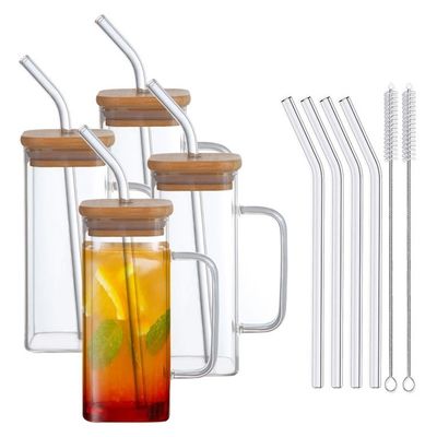 개인화 된 350ml 유리 컵 목자 곡물 뚜?? 과 정사각형 모양의 음료수 병