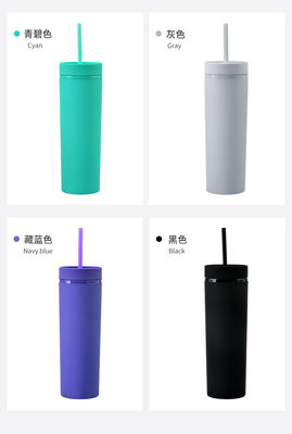 16oz Double Wall Drinking Cup with Lid and Straw Frosted Straight Drinking Skinny Bottle 16oz Double Wall Drinking Cup with Lid and Straw Frosted Straight Drinking Skinny Bottle