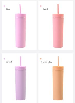 16oz Double Wall Drinking Cup with Lid and Straw Frosted Straight Drinking Skinny Bottle 16oz Double Wall Drinking Cup with Lid and Straw Frosted Straight Drinking Skinny Bottle