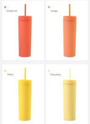 16oz Double Wall Drinking Cup with Lid and Straw Frosted Straight Drinking Skinny Bottle 16oz Double Wall Drinking Cup with Lid and Straw Frosted Straight Drinking Skinny Bottle