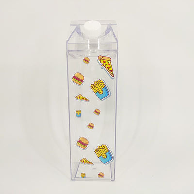 투명한 누출 방지 컵 500ml 플라스틱 물병 BPA 없는 칸 꼴 우유 카튼 모양