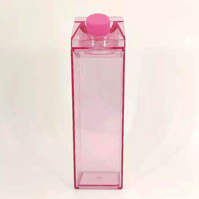 투명한 누출 방지 컵 500ml 플라스틱 물병 BPA 없는 칸 꼴 우유 카튼 모양