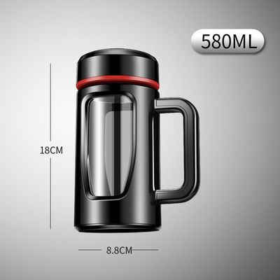반 슬리드 핸들 소용 580ML 유리 물병 단열 및 누출 방지 디자인