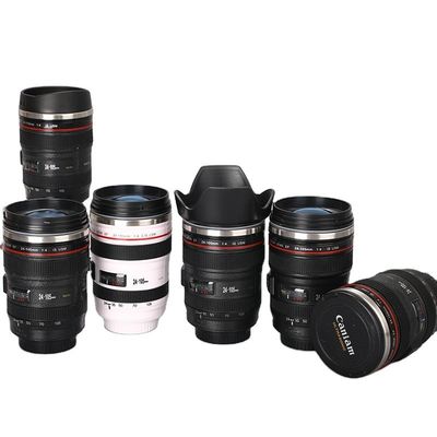 크리에이티브 더블 월 스테인리스 스틸 400ml 카메라 렌즈 모양 커피 머그 여행 병