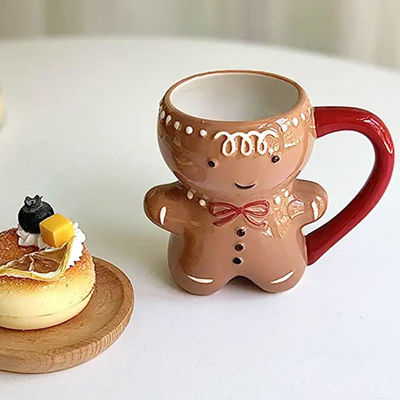 친환경 300ml 크리스마스 세라믹 밀크 머그 귀여운 3D 만화 차컵 디자인