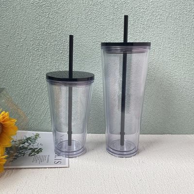16oz/24oz 학생 스포츠 컵 뚜?? 과 빨대 겹벽 플라스틱 물병