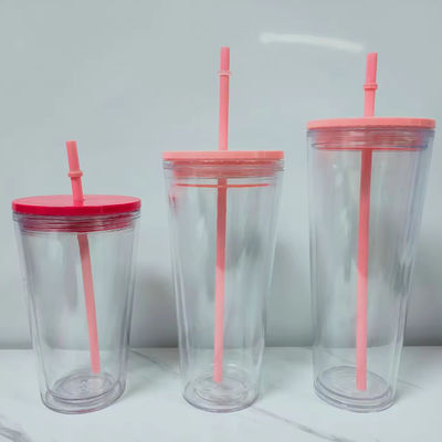 16oz/24oz 학생 스포츠 컵 뚜?? 과 빨대 겹벽 플라스틱 물병