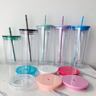 16oz/24oz 학생 스포츠 컵 뚜?? 과 빨대 겹벽 플라스틱 물병
