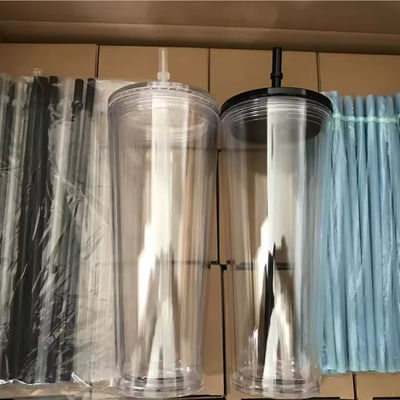 16oz/24oz 학생 스포츠 컵 뚜?? 과 빨대 겹벽 플라스틱 물병