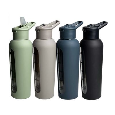 700ml/1000ml 용량 짚과 보호 수갑을 가진 동기 부여 물병