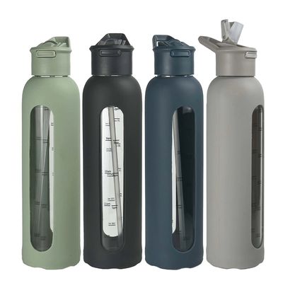 700ml/1000ml 용량 짚과 보호 수갑을 가진 동기 부여 물병