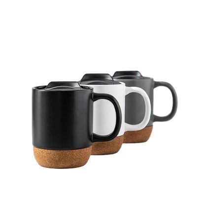 450ML 사용자 지정 로고 매트 블랙 화이트 코크 베이스 세라믹 커피 여행 머그 PP 뚜??