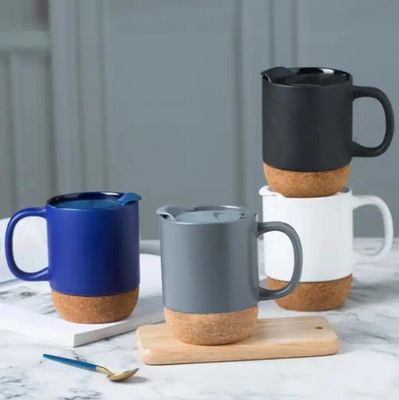 450ML 사용자 지정 로고 매트 블랙 화이트 코크 베이스 세라믹 커피 여행 머그 PP 뚜??