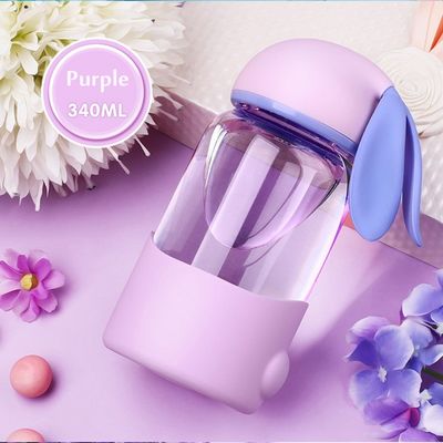 끓는 물 적용 가능한 340ML 물병 만화 토끼 디자인과 실리콘 수갑