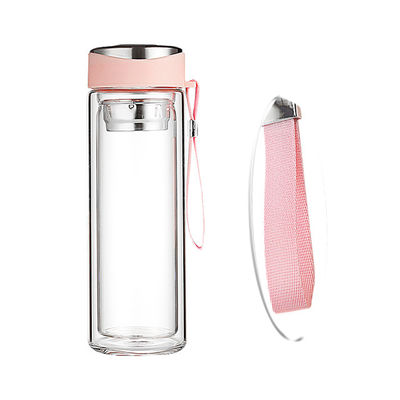 320 ML 핑크 듀블 월 유리 물병 뚜?? 과 직접 마시는 차 투여기