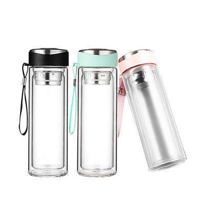 320 ML 핑크 듀블 월 유리 물병 뚜?? 과 직접 마시는 차 투여기