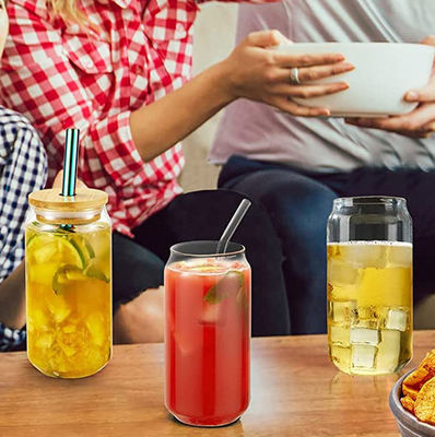 16oz 아이스 커피 머그 거품 차 팝 캔 맥주 와인 음료 유리 컵과 유리 빨대