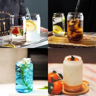 16oz 아이스 커피 머그 거품 차 팝 캔 맥주 와인 음료 유리 컵과 유리 빨대