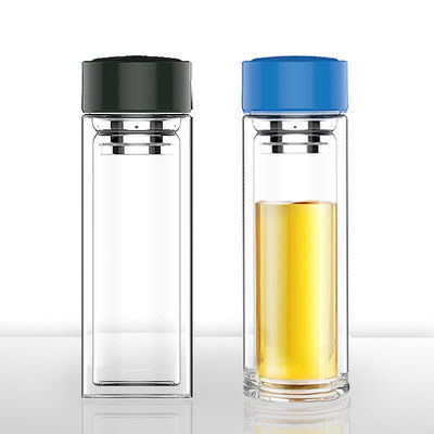사용자 지정 로고 수비화 유리 음료수 병 320ml 용량 넓은 입 투명