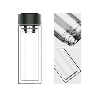 사용자 지정 로고 수비화 유리 음료수 병 320ml 용량 넓은 입 투명