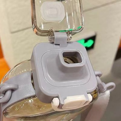 750ml 평면 맑은 물병 라니어드와 스프링 캡 휴대용 BPA 없는 음료 컵