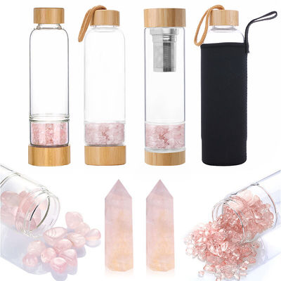 유창한 디자인으로 사용 가능한 크리스탈 스톤 유리 물병 소녀용 500ml 휴대용