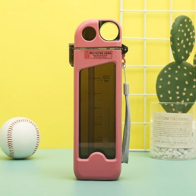 맞춤 로고 스포츠 컵 짚과 용량 라인 350ml 광장 플라스틱 물병