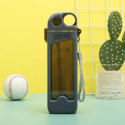 맞춤 로고 스포츠 컵 짚과 용량 라인 350ml 광장 플라스틱 물병