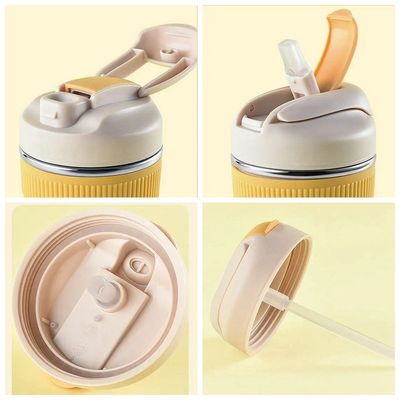 316 스테인레스 스틸 귀여운 여행 컵 커피 단열 텀블러 진공 열 컵 빨대