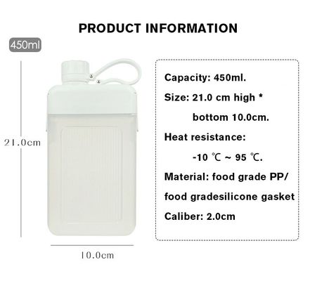 450ml BPA 없는 휴대용 PP 유출 방지 플라스틱 정액 스포츠 병