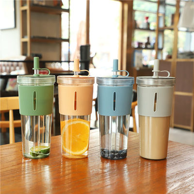700ml 플라스틱 컵 야외 학생 재사용 커피 컵 뚜?? 과 빨대 사용자 지정