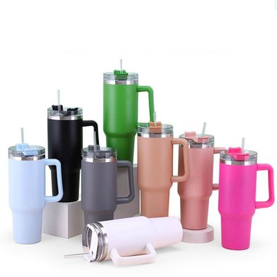 OEM 40 OZ 터블러 스틸 핸들 18/8 진공 여행 커피 머그와 빨대