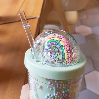 550ml 맑은 PC 플라스틱 컵 BPA 없는 쌍벽 재사용 밀크셰이크 컵