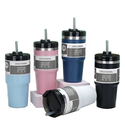 20oz 30oz 스테인리스 스틸 커피 컵 휴대용 Tumbler Sraws 로고 고객 로고