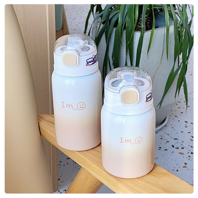 학생 휴대용 350/450ml 스테인리스 스틸 텀블러 짚과 열 단열