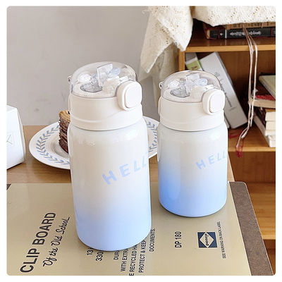 학생 휴대용 350/450ml 스테인리스 스틸 텀블러 짚과 열 단열