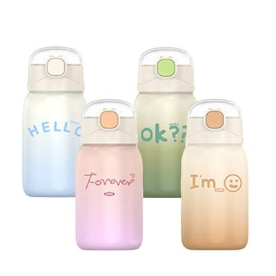 학생 휴대용 350/450ml 스테인리스 스틸 텀블러 짚과 열 단열