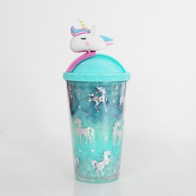 430ml 용량 패션 야외 물병 귀여운 유니콘 모양 뚜?? 이 있는 누출 방지