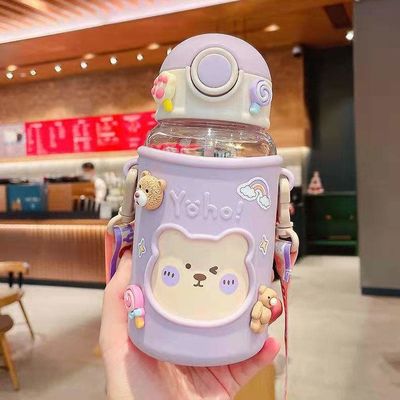 반독식 코팅 620ml 플라스틱 물병 곰 모양 뚜?? 과 로니어드 귀여운