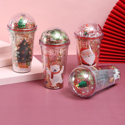 500ml BPA 무료 뚜?? 과 빨대 크리스마스 플라스틱 병