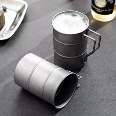 빈티지 380ml 커피 머그 휴대용 304 스테인레스 스틸 여행용 물병