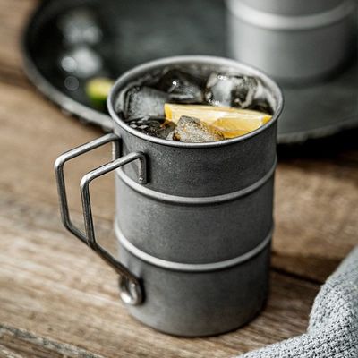 빈티지 380ml 커피 머그 휴대용 304 스테인레스 스틸 여행용 물병