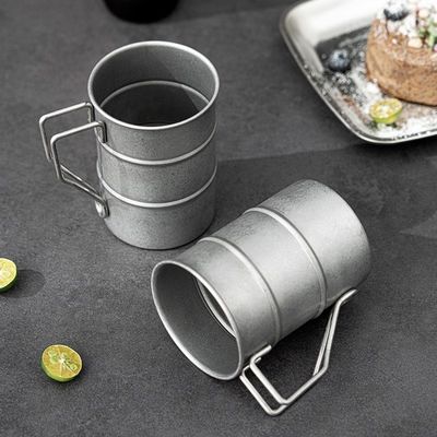 빈티지 380ml 커피 머그 휴대용 304 스테인레스 스틸 여행용 물병