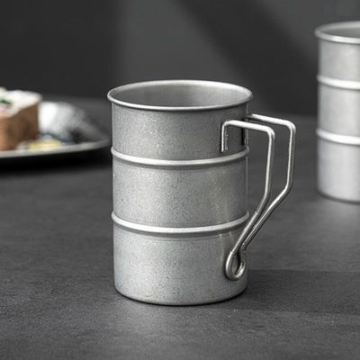 빈티지 380ml 커피 머그 휴대용 304 스테인레스 스틸 여행용 물병