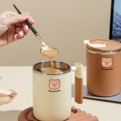450ml 304 스테인리스 스틸 커피 머그 단열 컵 가정용 손잡이가 있는 커피 병