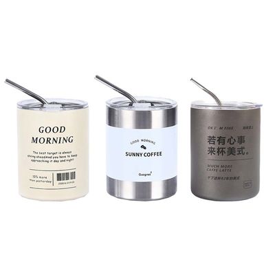 품목 사용자 지정 로고 320ml/600ml 이중 벽 스테인리스 스틸 얇은 직선 단열 커피 음료 컵 뚜?? 과 빨대