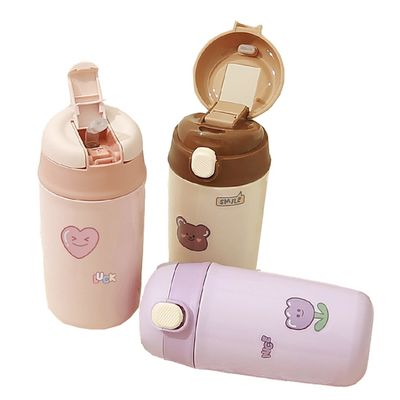 귀여운 만화 곰 디자인을 가진 스테인리스 스틸 진공 물병