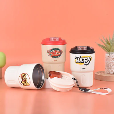 350ml 귀여운 디자인 스테인리스 스틸 듀얼 벽 진공 단열 커피 컵 뚜??
