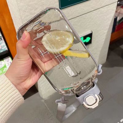 맞춤 로고 사각형 투명 물병 750ML 체육관 스포츠 유출 방지 플라스틱